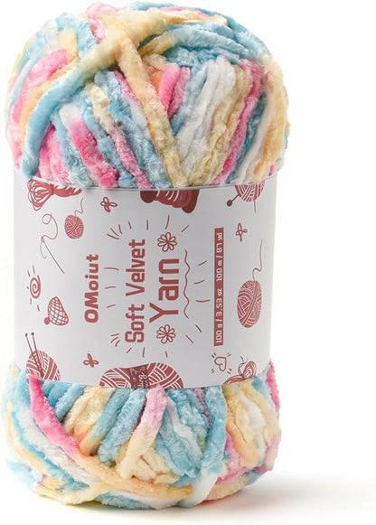 100g Fluffy Velvet Chenille Yarn for Crocheting and Knitting, 80m (87.5yd) Baby Yarn for Crocheting Soft, Crochet Chunky Yarn Amigurumi Yarns (Candy Color)