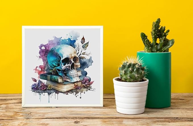 Moohue Stamped Cross Stitch Kits for Adults Clearance Skull 14CT Pre Printed Cross Stitch Kits for Beginners (Skull 4)