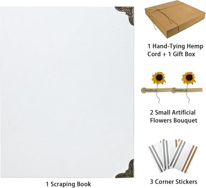 Scrapbook Album 8" x 10" DIY Scrapbook Photo Album Hardcover Kraft Paper 3 Rings Memory Book for Wedding, Anniversary, Travel, Family, White