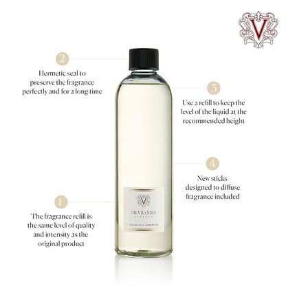 Dr. Vranjes – Magnolia Orchidea Refill 500ml + Double Pack of White Sticks (3 Pieces Bundle) – Luxury Home Fragrance, Made in Italy, Main Scent Floral: Magnolia and Orchid
