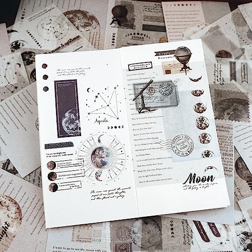 Dizdkizd Celestial Themed Washi Stickers for Journaling, Vintage Ephemera Sticker Book with 180pcs Planet Stickers and 20 Astronomy Scrapbook Papers for Junk Journals Paper Crafting - Image 6