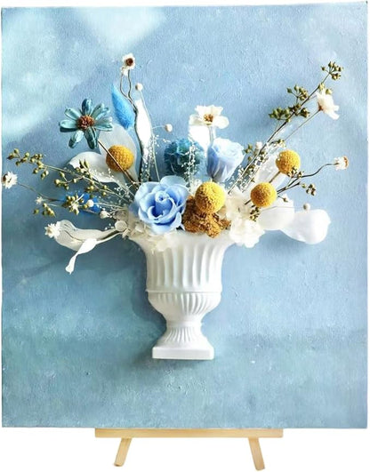 Artistic Oil Painting & Plaster Vase Set - DIY Dried Flower Holder, Separated Components for Easy Assembly, Decorative Wall Art & Textured Vase for Living Room, Bedroom, Office Home Table Decor (C)