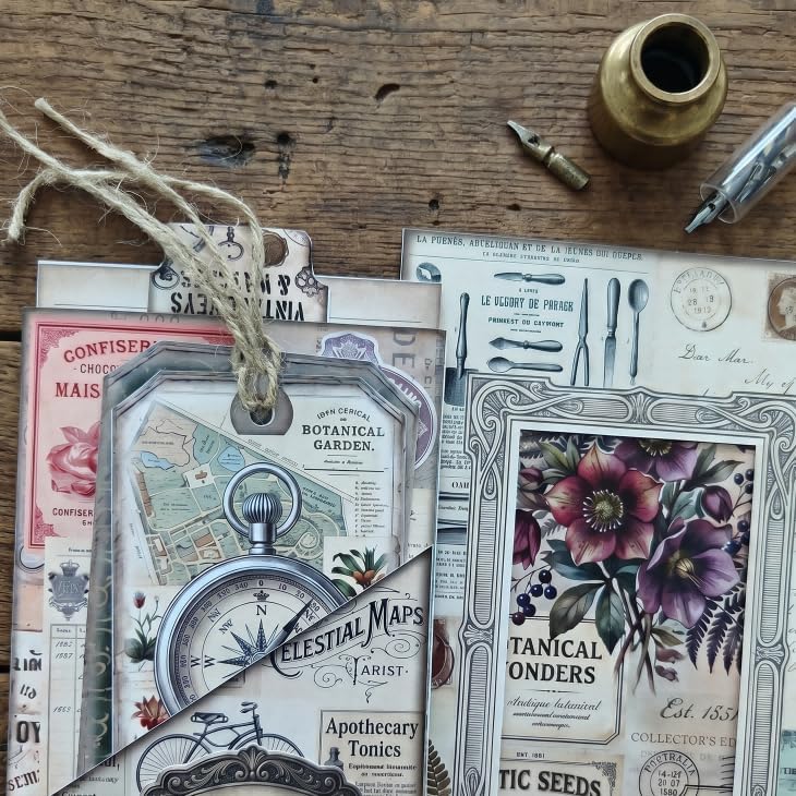 Secrets & Blooms Junk Journal Folio Kit, Vintage Scrapbook DIY Handcraft Supplies, Creative Mini Folder & Booklet Making Set for Handmade Art Projects - Image 5