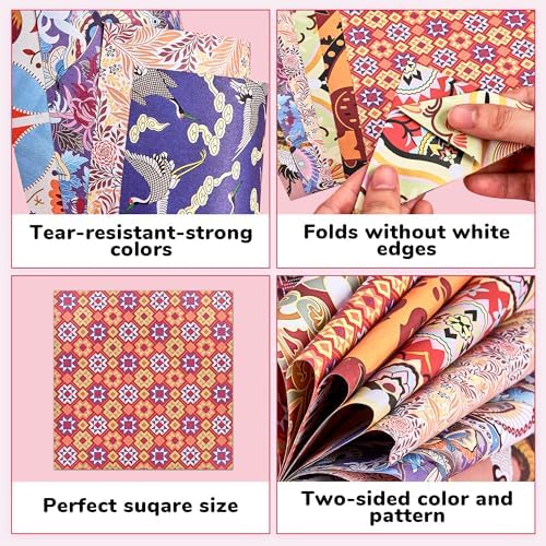 JoyCat Ethnic Patterned Origami Paper, 50 Double-Sided Sheets, 6x6 Inch - Image 3
