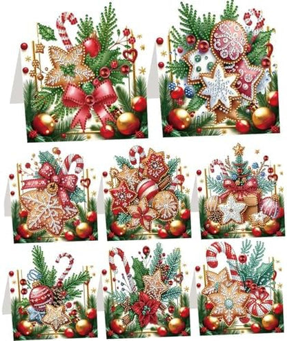 jinglinhh 8pcs Diamond Art Painting Christmas Cookies Greeting Cards with Envelopes, DIY Card Making Kits for Adults, Diamond Art Postcards Christmas Cards Craft Gifts by Unknown