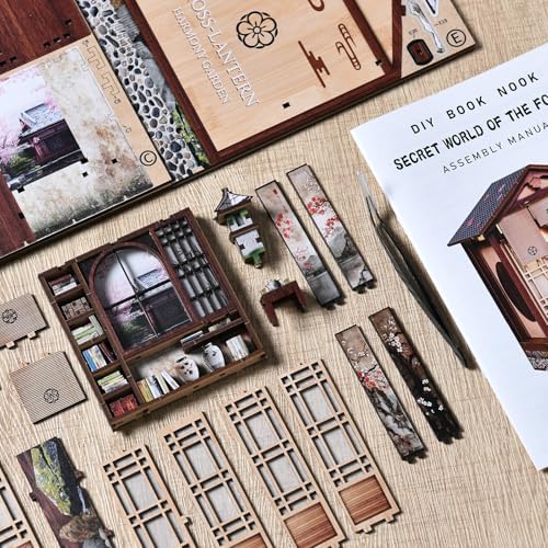 Book Nook Kit, DIY Japanese Miniature Dollhouse with LED Lights - Image 6