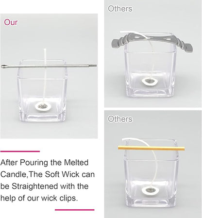 Candel Wick Holders, 4.7 Inch Wick Holders for Candle Making, 25 Pcs Metal Wick Centering Tool