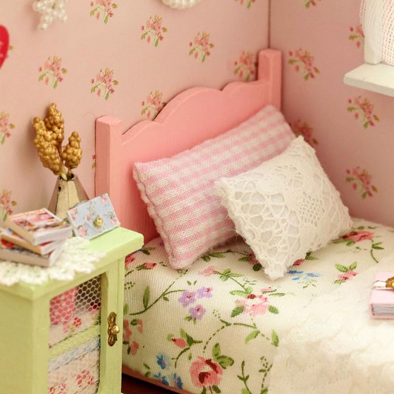 CUTEROOM DIY Miniature House Kit - Mini Craft Rooms for Adults with LED Lights, Realistic Mini Dollhouse Kit Building Model Kit, Creative Home Decor Gift-Sunshine Angel - Image 7