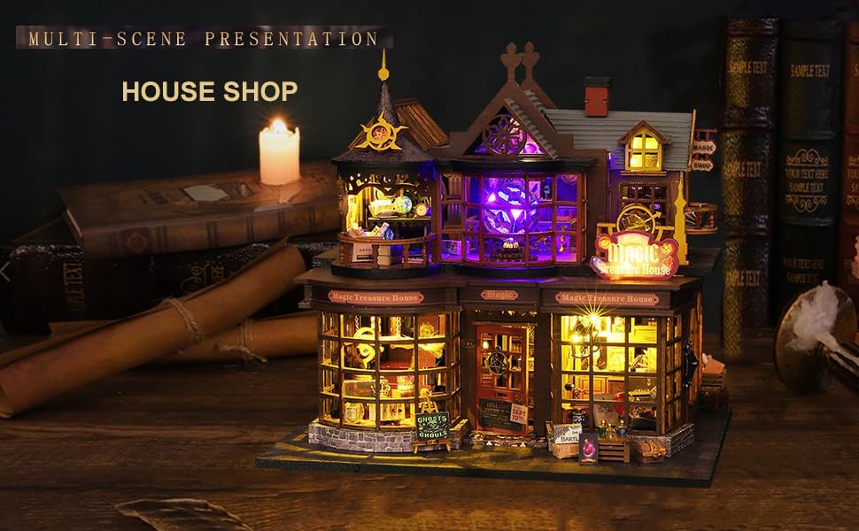 DIY Miniature House Kit,Tiny House Kit with Musical Movements 3D Wooden Dollhouse Miniature Kit for Adults,Wooden Crafts Miniatures Architectural Model Kits Birthday Home Decor (Without Dust Cover) - Image 3