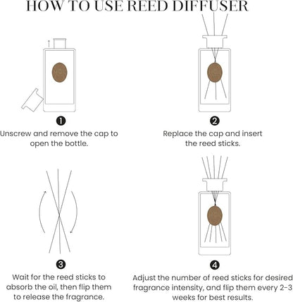 M&SENSE 10.14 oz Large Reed Diffuser | Sea Island CottonScent Oil Diffuser with Sticks |Hotel Collection Non-Toxic Essential Oil |for Bedroom Bathroom Living Room