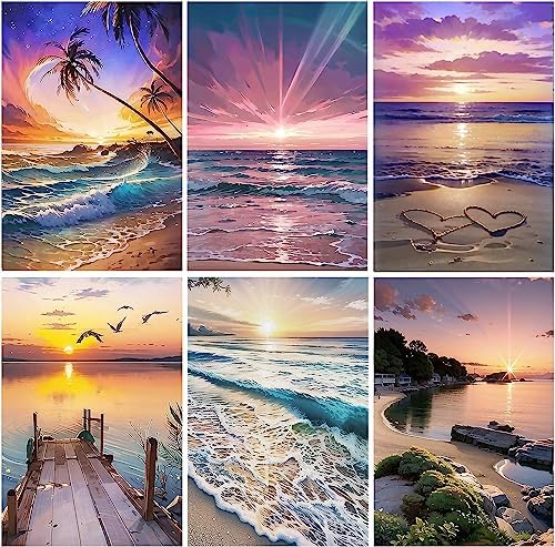 DOTSOPS 6 Pack Beach Diamond Painting Kits Art Adults Painting Kits by DOTSOPS