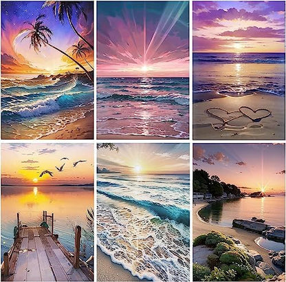 DOTSOPS 6 Pack Beach Diamond Painting Kits Art Adults Painting Kits by DOTSOPS