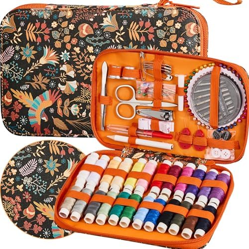 130 PCS Printing Travel Sewing Kit with Sewing Supplies Accessory by Bobode