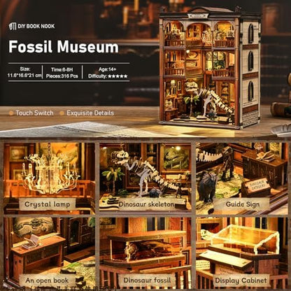 DIY Book Nook Kit, 3D Wooden Puzzle for Adults, Miniature House Kit with Touch LED Light, Gothic Bookshelf Insert Decor, Creative Hobby Gift for Fantasy Lovers - Image 5