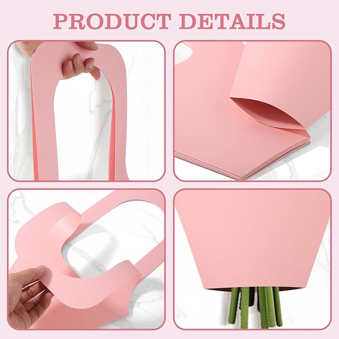 Cyblinia Flower Bouquet Bags with Handle - 20 Pcs Paper Flower Gift Bags for Valentine's Day, Wedding Party & Home Decoration