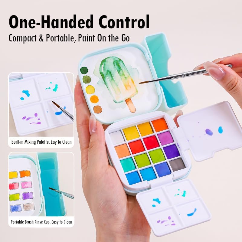 Mini Watercolor Paint Set, Compact Travel Art Kit with 16 Colors - Image 4