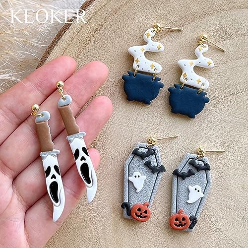 KEOKER Polymer Clay Cutters Halloween, Clay cutters for Halloween Earrings Making, 10 Shapes Halloween Clay Earrings Cutters, Ghost Halloween Clay Earring Cutters (Earrings Clay Cutters 2) - Image 5