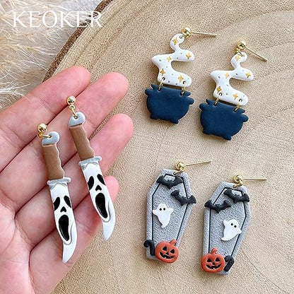 KEOKER Polymer Clay Cutters Halloween, Clay cutters for Halloween Earrings Making, 10 Shapes Halloween Clay Earrings Cutters, Ghost Halloween Clay Earring Cutters (Earrings Clay Cutters 2) - Image 5