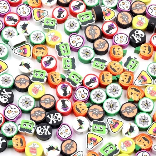 100 Pcs Polymer Clay Beads Heishi Spacer Beads Supplies (Halloween-3) - Image 2