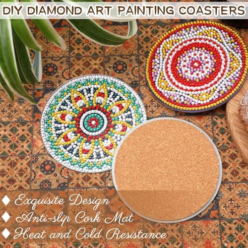 UPINS 8Pcs Mandala Diamond Art Painting Art Coasters Kits with Holder - Image 6