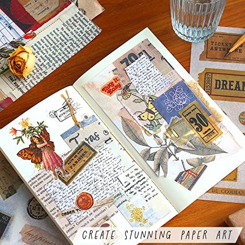 FAYWARE Vintage Washi Stickers for Journaling - Ephemera Book for Journaling with 414 Stickers & 20 Scrapbook Papers. Junk Journal Supplies, Scrapbooking Supplies - Image 2