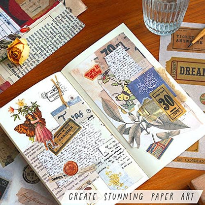 FAYWARE Vintage Washi Stickers for Journaling - Ephemera Book for Journaling with 414 Stickers & 20 Scrapbook Papers. Junk Journal Supplies, Scrapbooking Supplies - Image 2