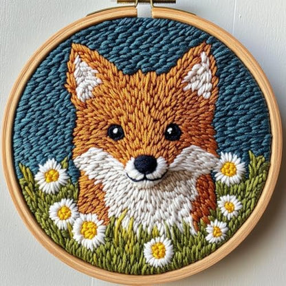 Punch Needle Kit for Beginners, Punch Stitching Kit for Adults, Needle Punch Kits for Adults, Little Fox and Daisy Bushes DIY Embroidery Set for Art Crafts and Decorations by Unknown