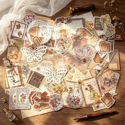 200Pcs Vintage Scrapbook Supplies, Nature Floral Stickers, Junk Journal Kit - Image 6