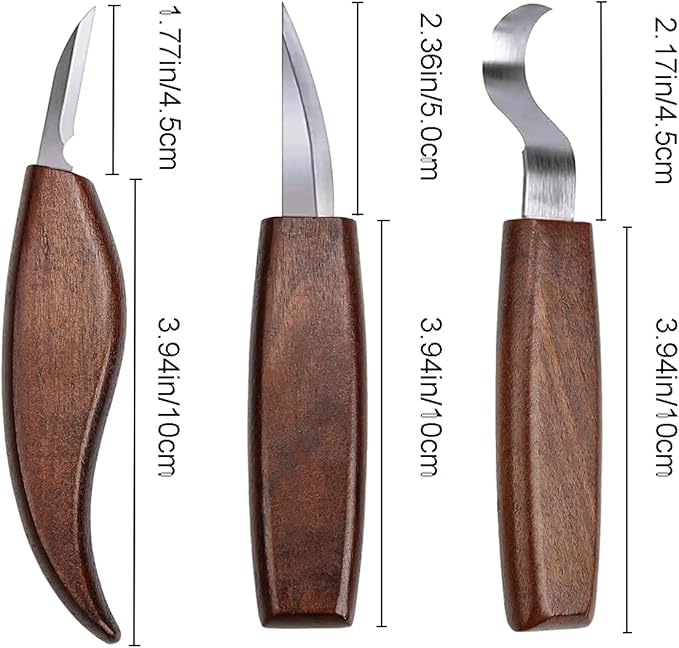 Wood Carving Kit 29 in-1 Wood Carving Tools with 3 Pcs Wood Carving Knives & 12PCS Detail Knives，Basswood Blocks & Gloves & Roll Bag & Strop Block & Polishing Compound Whittling Deluxe Kit