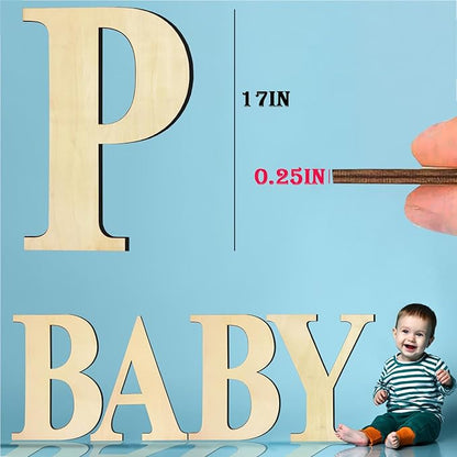 17 Inch Unfinished Wood Letter for Wall Decor, Paintable Thick Wooden Letter for DIY Craft Projects, Blank Wood Alphabet Letter for Birthday, Parties, Wedding, Christmas Home Decoration(Letter P)