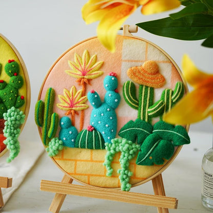 Wizardi Beginner Needle Felting Kit for Adults - Desert Cacti. Nature Felting Kit 20x20cm. Felting Tools. Wool Felting Supplies. Felt Crafts. Wool Felt. F07N8-W436 by Wizardi