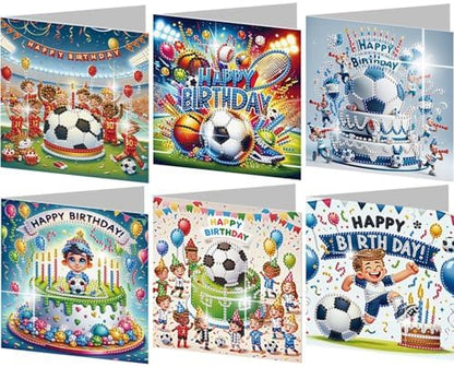 6Pcs 5D DIY Football Pattern Diamond Art Congratulations Greeting Card Kit with Envelopes - for Adults, Beginners, Football Lovers & Sports Fans, Ideal for Graduation, Promotion, Game Day Gifts & Part by Unknown