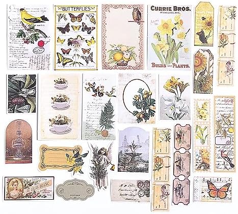 Alideco 200pcs Vintage Scrapbook Stickers Kawaii Fairy Scrapbooking Paper Washi Junk Journaling Supplies Collage Album Aesthetic Cottagecore Picture Frames(Plant Butterfly) - Image 4