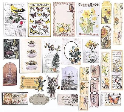 Alideco 200pcs Vintage Scrapbook Stickers Kawaii Fairy Scrapbooking Paper Washi Junk Journaling Supplies Collage Album Aesthetic Cottagecore Picture Frames(Plant Butterfly) - Image 4