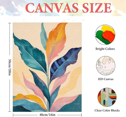 Botanical Paint By Numbers Kit For Adults - Diy Colorful Tropical Leaves Painting On Canvas 16X20 In, Acrylic Paint Set, Suitable For Beginners, Bedroom Art For Home Decoration Or Gifts, Unframed - Image 2