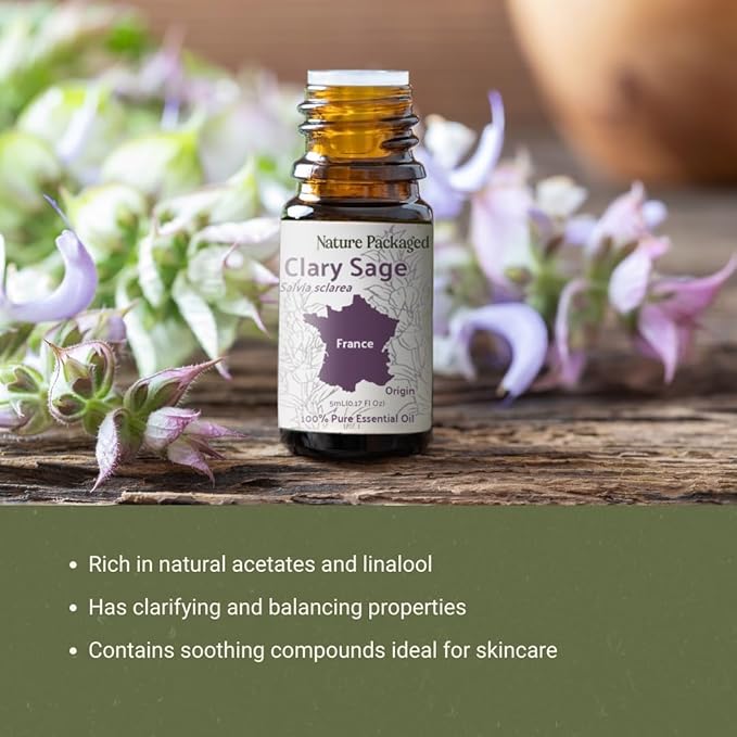 Nature Packaged Clary Sage Essential Oil - Direct from France - Steam Distilled - Aceite de Salvia Esclarea for Aromatherapy, Massage, Diffuser, DIY Candle and Soap Making - 2lbs