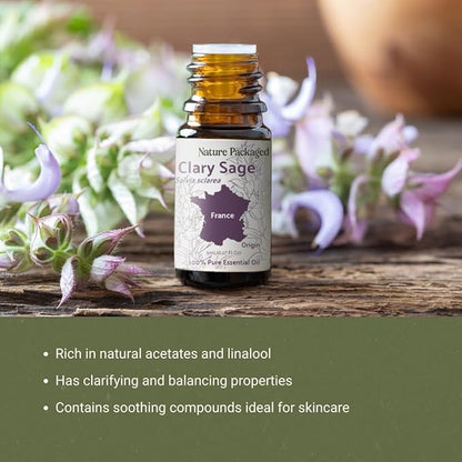Nature Packaged Clary Sage Essential Oil - Direct from France - Steam Distilled - Aceite de Salvia Esclarea for Aromatherapy, Massage, Diffuser, DIY Candle and Soap Making - 2lbs