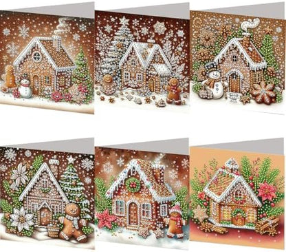 Diamond Painting Christmas Cards Kit for Adults - 6 Pack DIY Gingerbread House Greeting Cards with Envelopes - 5D Diamond Art Holiday Cards Set - Handmade Merry Christmas Thank You Cards Craft Gift by Unknown