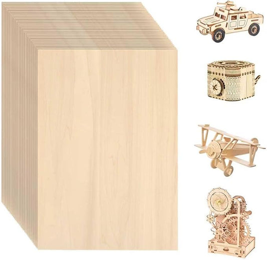 36 Pack Basswood Sheets 12 x 16 x 1/8 Inch - 3mm Unfinished Basswood for Laser Cutting & Engraving, Thin Plywood Board Unfinished Wood Sheet for Crafts Wood Burining, Painting, Architectural Model