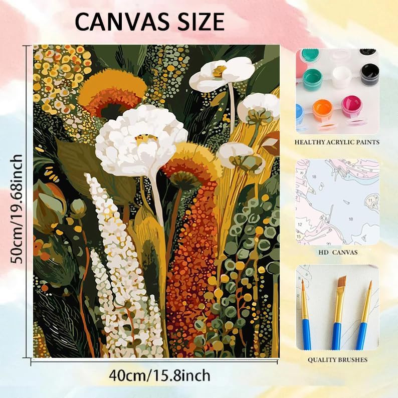 Gearock DIY Wildflowers Paint by Numbers Kit for Adults - Image 4