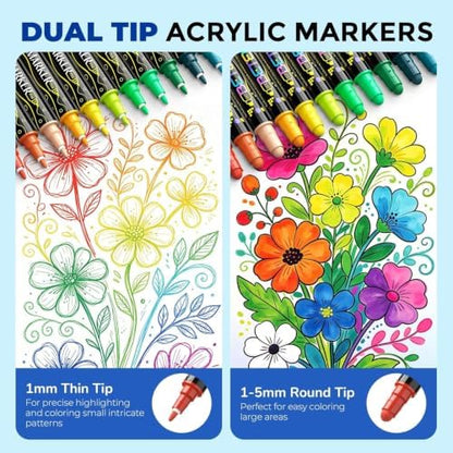 Betem 60 Colors Dual Tip Acrylic Paint Markers, Fabric Decorating Kits - Image 2