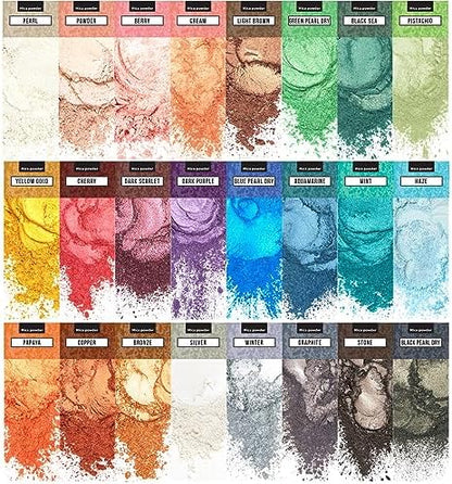 Mica Powder for Resin Coloring 24 Colors Set - Pigment Powder for Nails by ALEXES