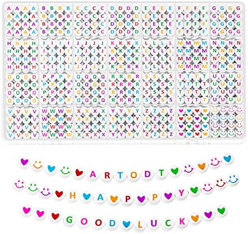 ARTDOT 1400 Pieces Letter Beads for Friendship Bracelets Making Kit, 28 Styles Assortment Jewelry Making Supplies Alphabet Beads Set with Cases Preppy Crafts Gifts, Multicolor White Box Packed by ARTDOT