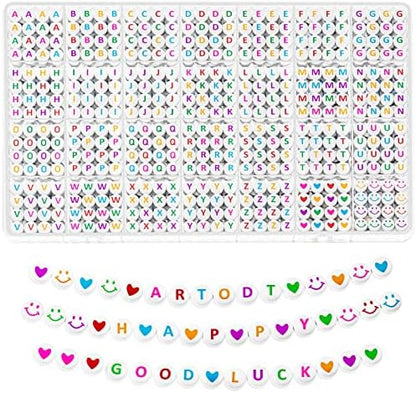 ARTDOT 1400 Pieces Letter Beads for Friendship Bracelets Making Kit, 28 Styles Assortment Jewelry Making Supplies Alphabet Beads Set with Cases Preppy Crafts Gifts, Multicolor White Box Packed by ARTDOT