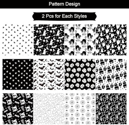 24 Sheets Halloween Pattern Paper Set, 11.8"x11.8" Scrapbooking Supplies Paper Spider Pumpkin Bat Skull Cat Witch Origami Paper - 12 Styles ﻿ - Image 3