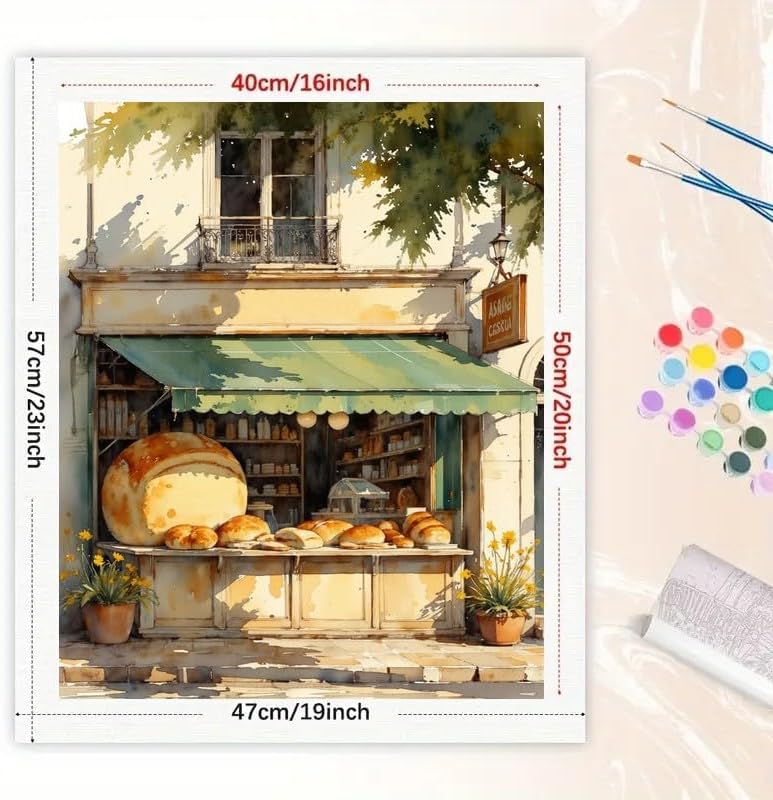 TAOPAOLAB Bakery Paint by Numbers Kit for Adults - DIY Bread Shopfront Painting on Canvas 16×20 Inches, Acrylic Paint Set, Suitable for Beginners, Art for Home Decoration or Gifts - Image 2