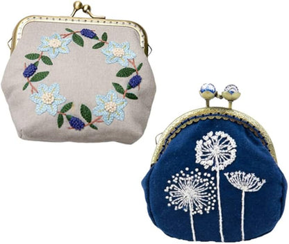 1 Set Coin Purse Embroidery Pouch Making Kit Lock Embroidery Tool DIY Coin Bag (Dandelion Style)