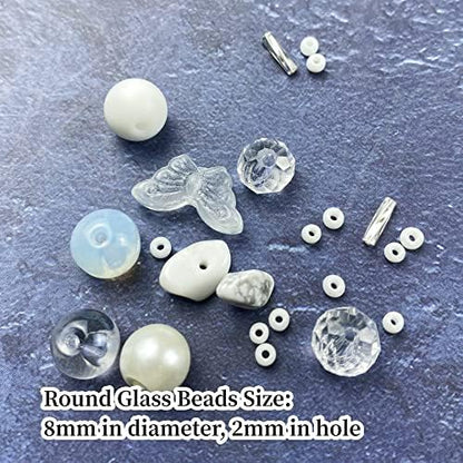 Assorted Glass Resin Beads Multi Size Colors Smooth Cracked Gravel Millet Spacer Beads for Bracelets Necklace Earring DIY Jewelry Making Craft (White Series) - Image 4