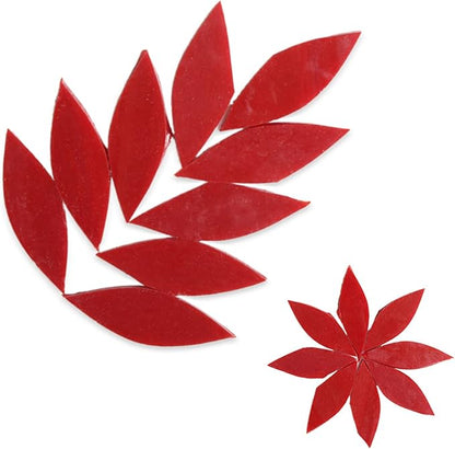 1.1x2.5 cm Mosaic Tiles Mixed Color Glass Mosaic Glass Pieces for Home Decoration or DIY Crafts 80pcs/100g Petal Leaves (Wine Red)