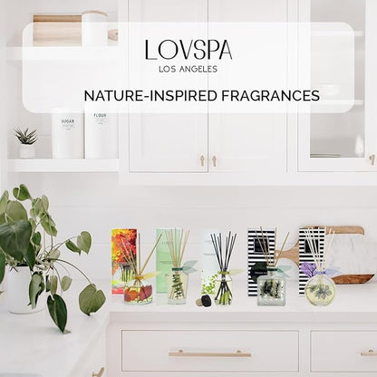 LOVSPA Reed Diffuser Set, Winter Forest Pine Scented Oil Diffuser with Sticks and Wooden Coaster, Bathroom Shelf Decor Made with Real Botanicals, USA Made